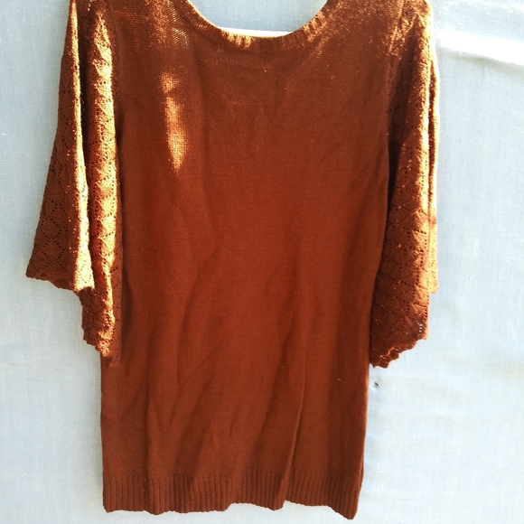 Allison Brittney Women's Size Small Brown Flared Sleeve Top - Picture 5 of 5